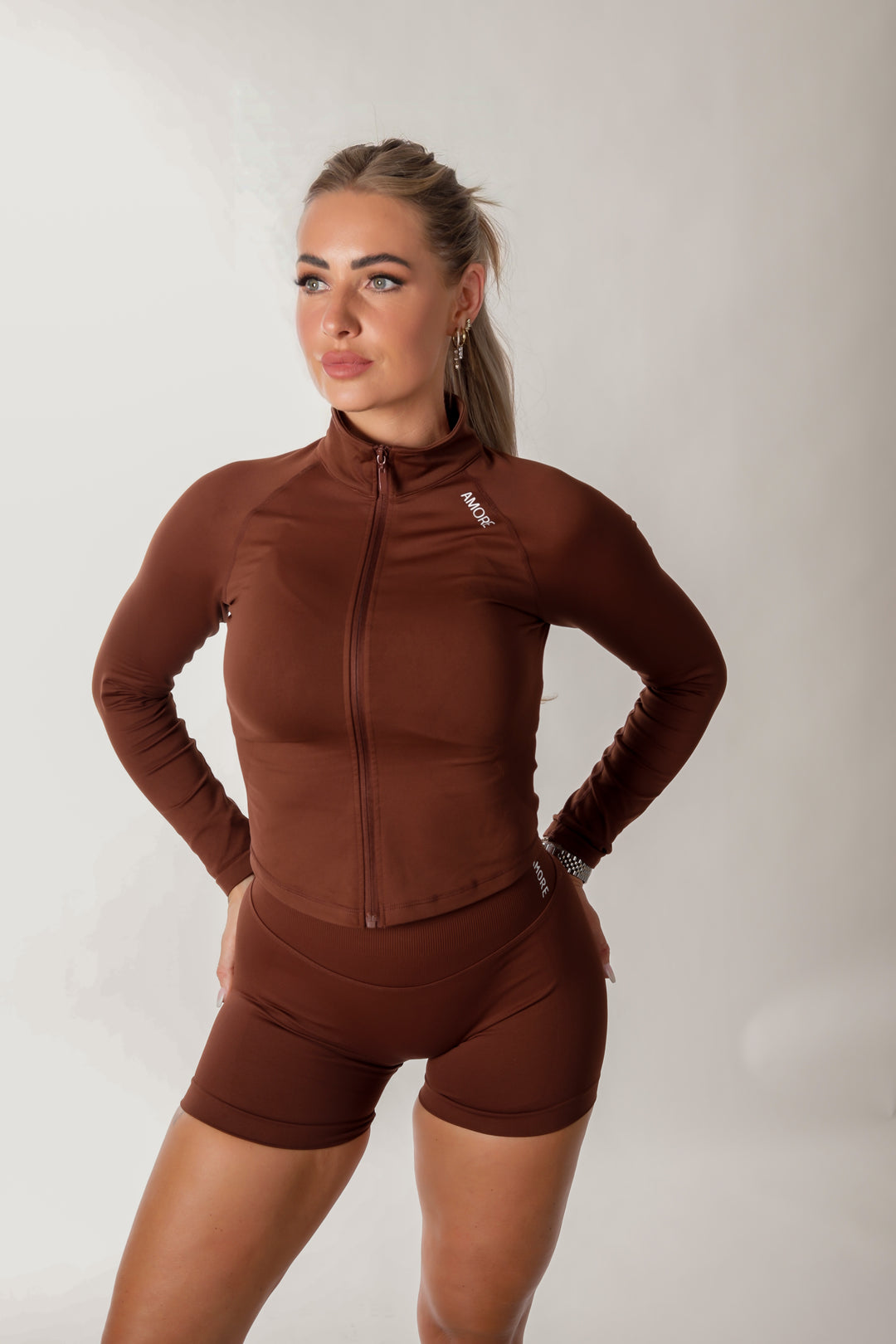 Soléa Sculpt Full Zip Jacket Deep Brown