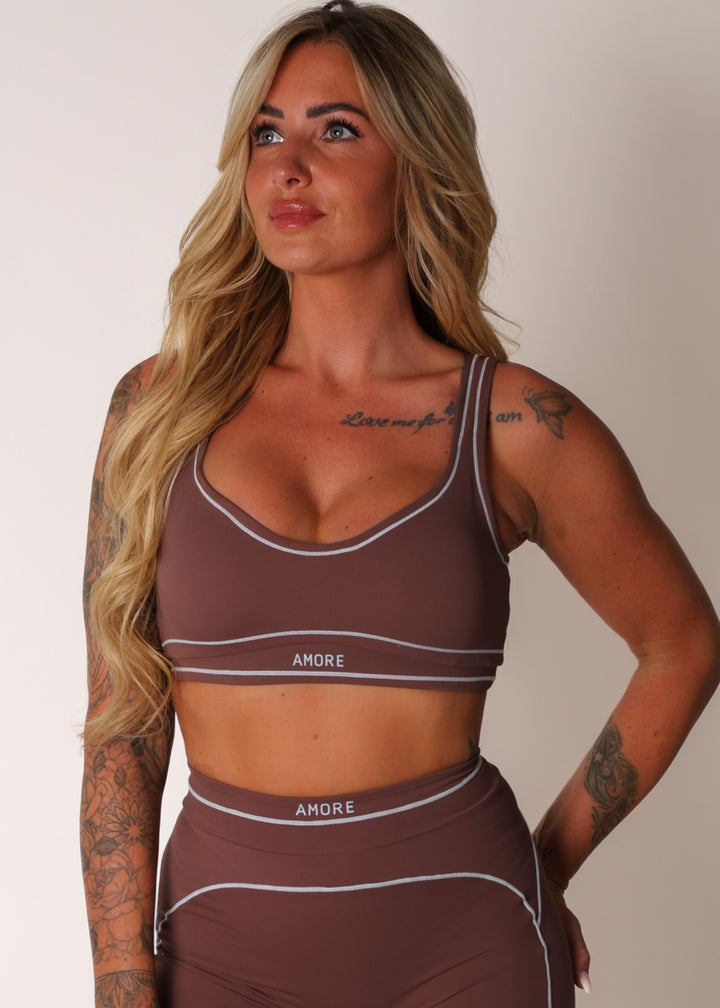 Linéa Luxe Sport Bra Top Mocha Brown