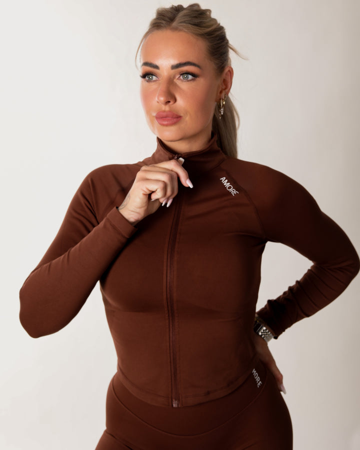 Soléa Sculpt Full Zip Jacket Deep Brown