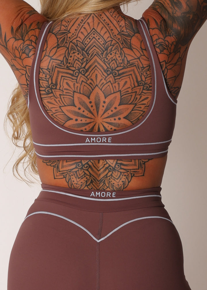 Linéa Luxe Sport Bra Top Mocha Brown
